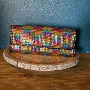 Aldo rainbow colors sequin Clutch